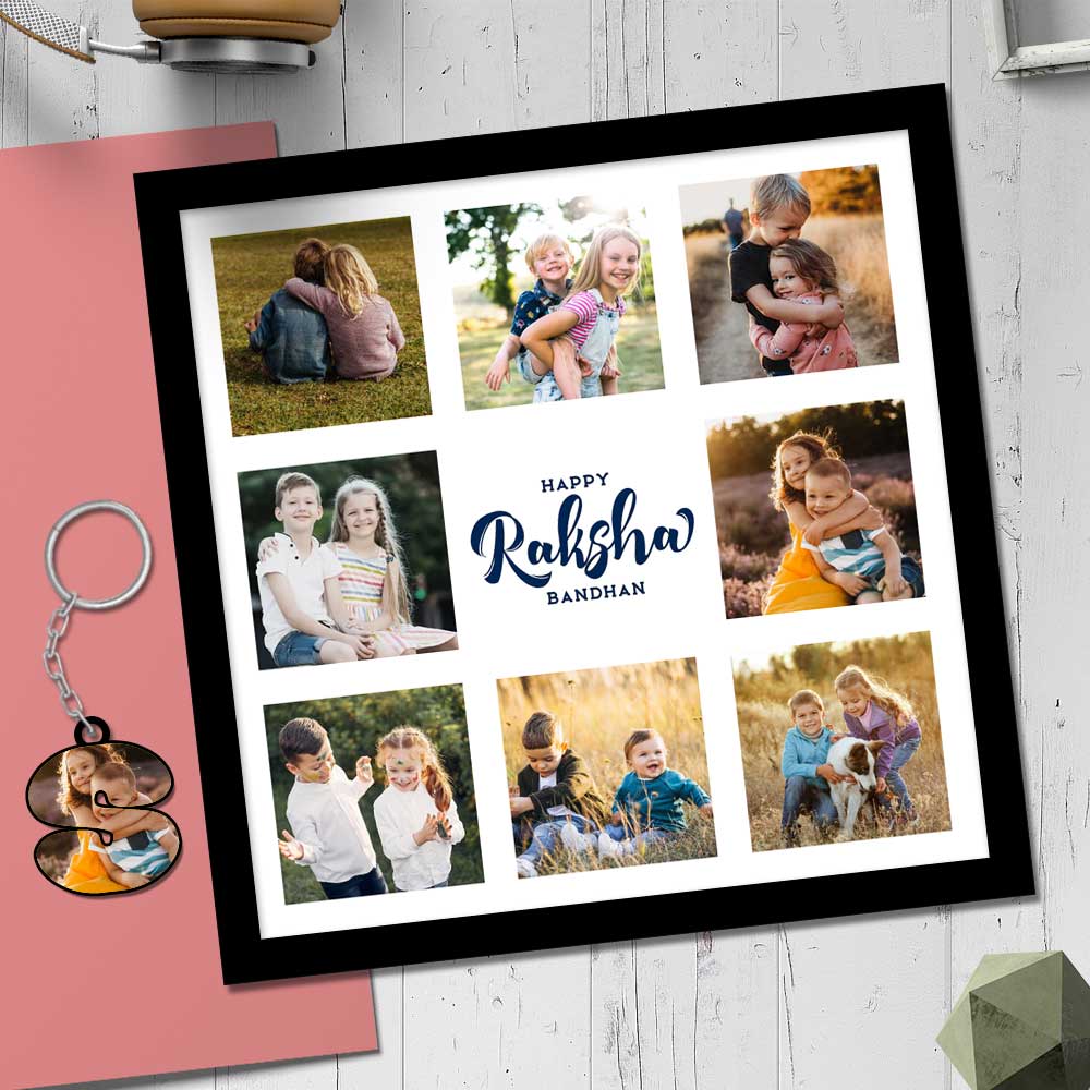 Photo Collage Frame - Rakhi Special Gift for Brother & Sister | 12 x 12 Inch