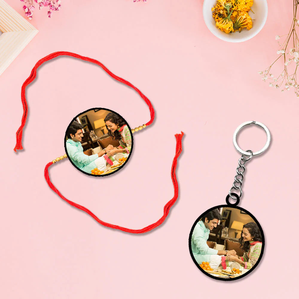 Personalized Rakhi Keychain Combo - Thoughtful Gift for Sibling Love