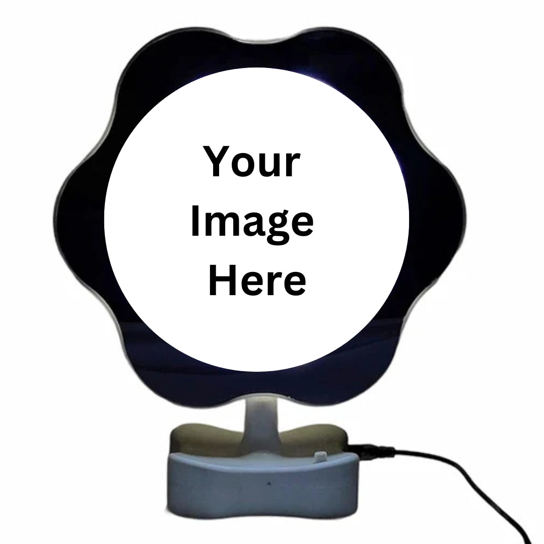 Magic Mirror Flower Shape with Photo, Personalized Magic LED Mirror with Photo