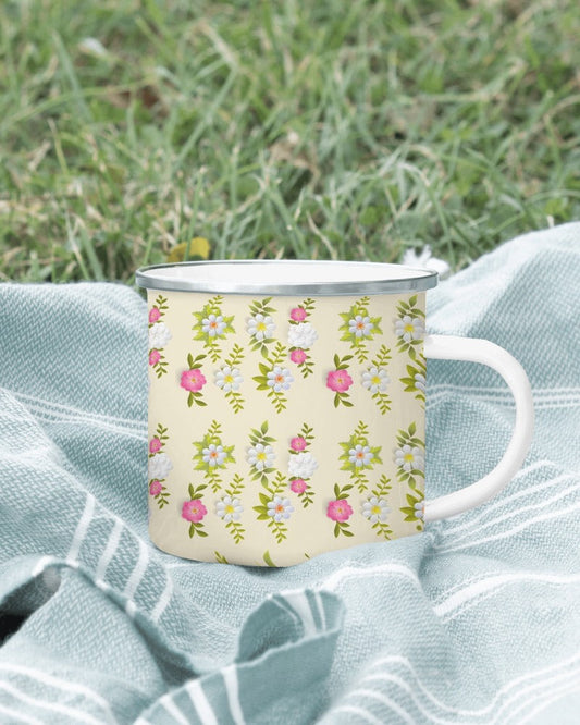 Elegant Flower Pattern Tea Cup Design | Delicate Floral Art for a Charming Sip